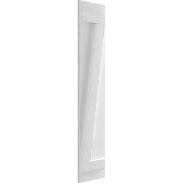 True Fit PVC Two Board Joined Board-n-Batten Shutters W/Z-Bar, White , 10 3/4W X 38H